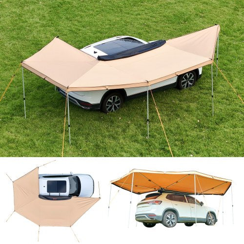 270 Degree Awning, 12.4 ㎡ Driver Side Vehicle Awning, Waterproof UV50+ Car Side Awnings with Carry Bag, All-Weather Free-Standing Overland Awnings Car Shelter for SUV Van Truck Camping