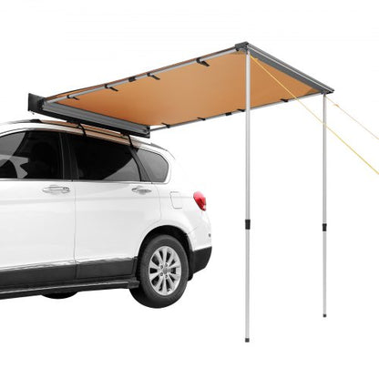 Car Side Awning, Large 4.6'x6.6' Shade Coverage Vehicle Awning, PU3000mm UV50+ Retractable Car Awning with Waterproof Storage Bag, Suitable for Truck, SUV, Van, Campers