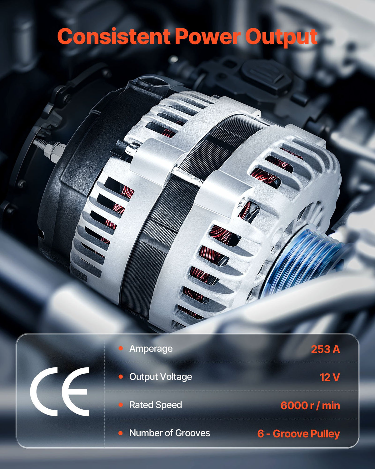 Bilgenerator 10464443, Passar till Chevrolet Silverado 1500 HD V8 6.0L 2001-2005, Saab 9-7x 2005-2006, Isuzu Ascender 2003-2006, GMC Yukon 2000-2002, Bilreservgenerator 10464453