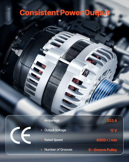 Bilgenerator 10464443, Passar till Chevrolet Silverado 1500 HD V8 6.0L 2001-2005, Saab 9-7x 2005-2006, Isuzu Ascender 2003-2006, GMC Yukon 2000-2002, Bilreservgenerator 10464453