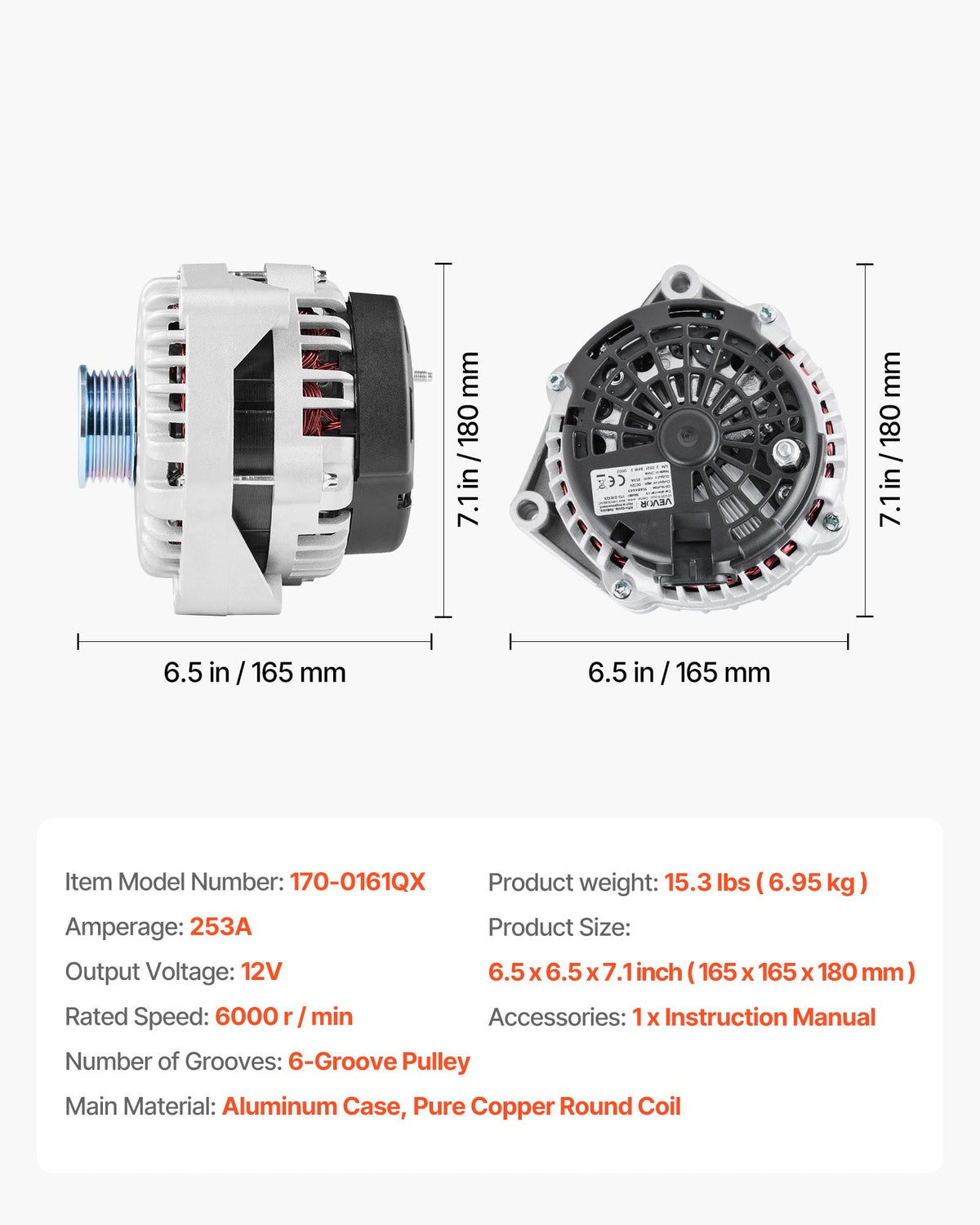 Bilgenerator 10464443, Passar till Chevrolet Silverado 1500 HD V8 6.0L 2001-2005, Saab 9-7x 2005-2006, Isuzu Ascender 2003-2006, GMC Yukon 2000-2002, Bilreservgenerator 10464453