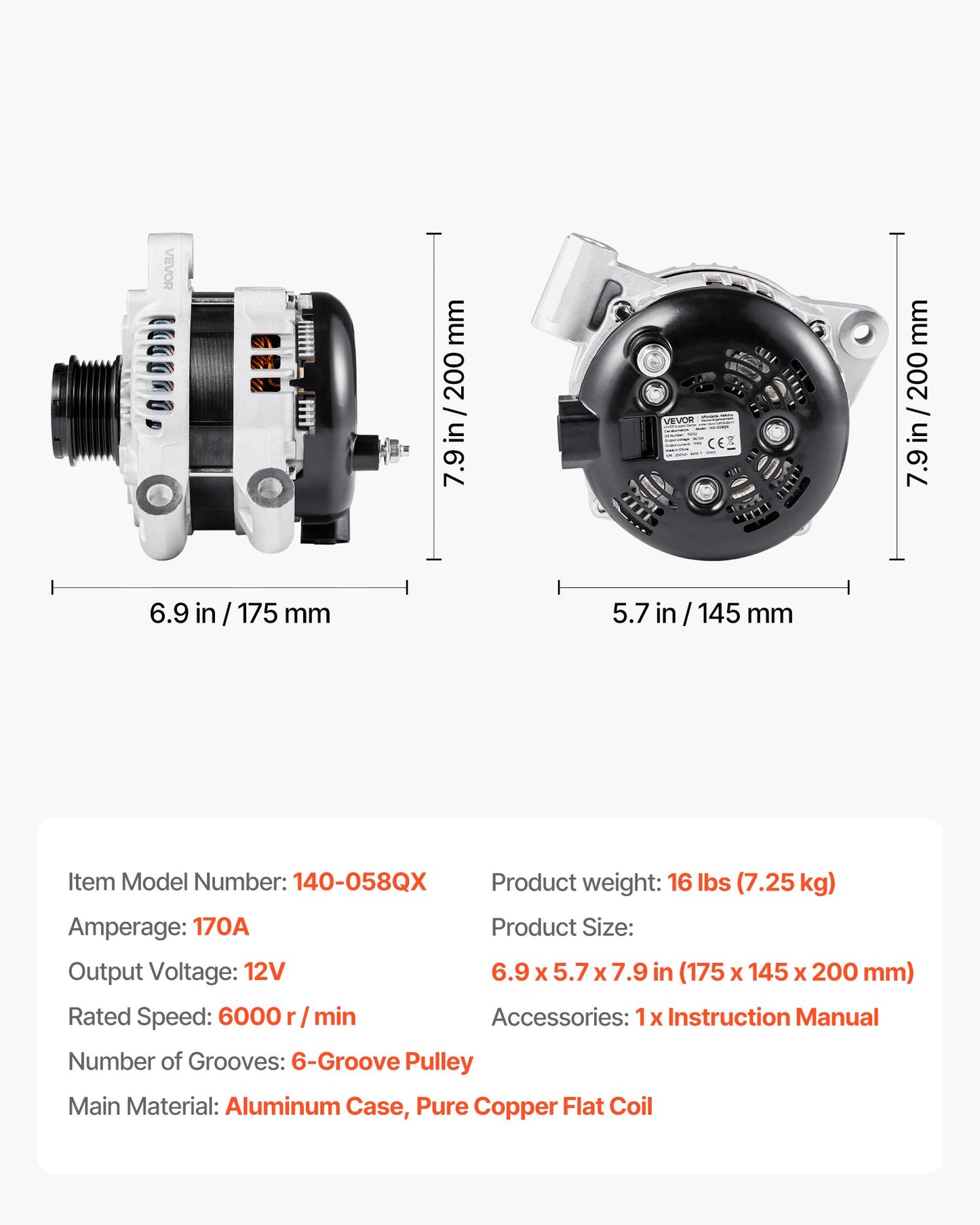 Bilgenerator 11252, Passar Buick Enclave Base 3.6L 2012-2013, Chevy Traverse LT 2009-2016, GMC Acadia SLT 2007-2015, Saturn Outlook V6 2007-2010, Bilreservgenerator 25815839