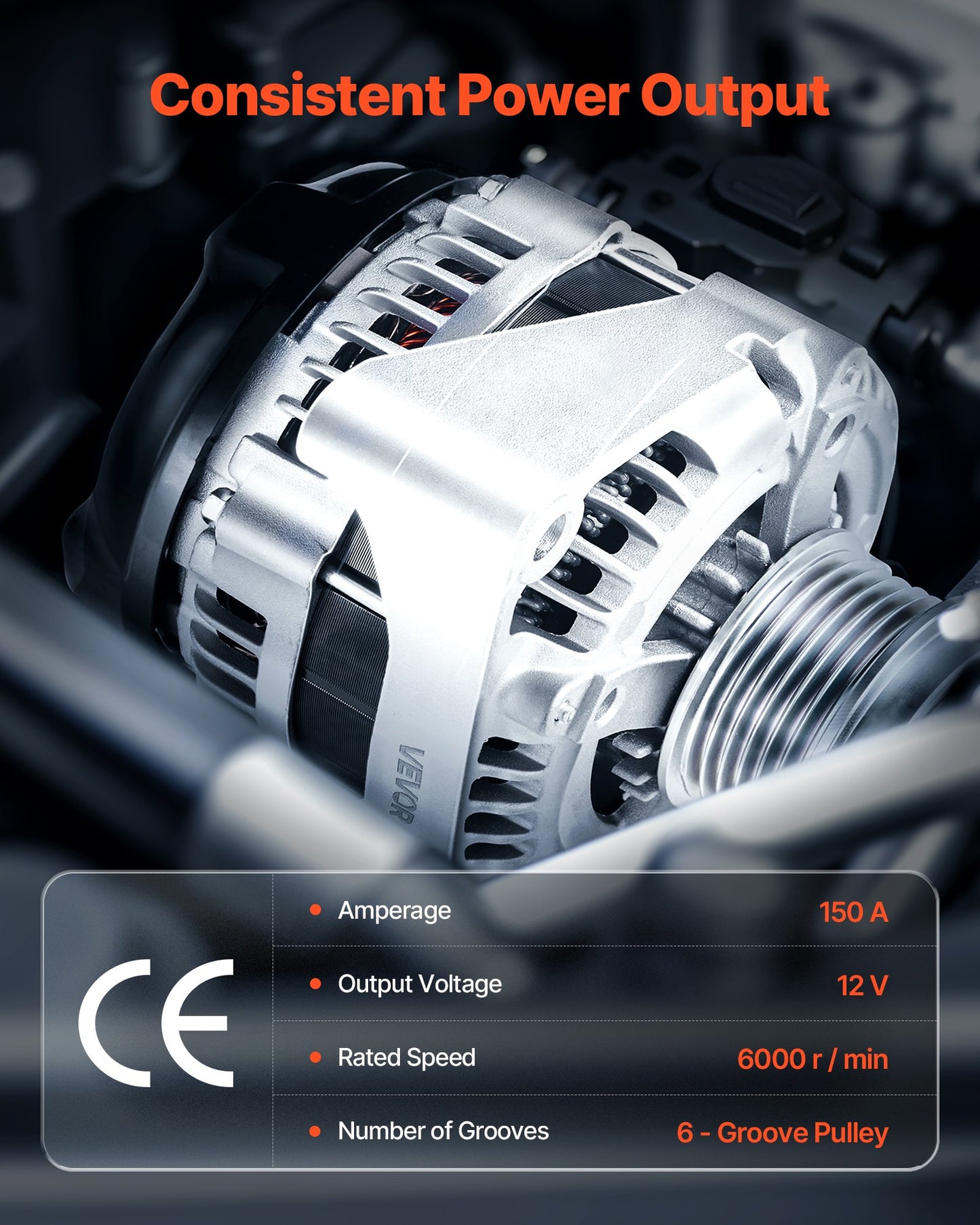 Bilgenerator 84143543, Passar till Chevy Express 2500 V6 4.3L, V8 6.0L 2018-2019, GMC Sierra 1500 2014-2016, Yukon 2015-2019, Bilreservgenerator 104211-8340, 22747894, TN1042119110