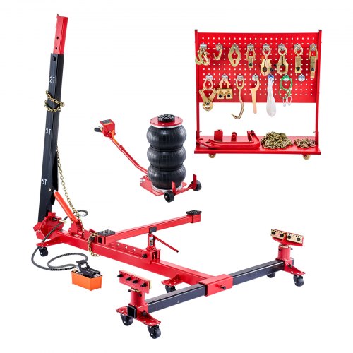 Auto Body Frame Puller Straightener, 6T Tension Car Body Repair Equipment with 3T Airbag Jack & 6000PSI Hydraulic Foot Pump, Include 16 Straightening Tools, for Auto Repair Shop Sedan SUV Pickup