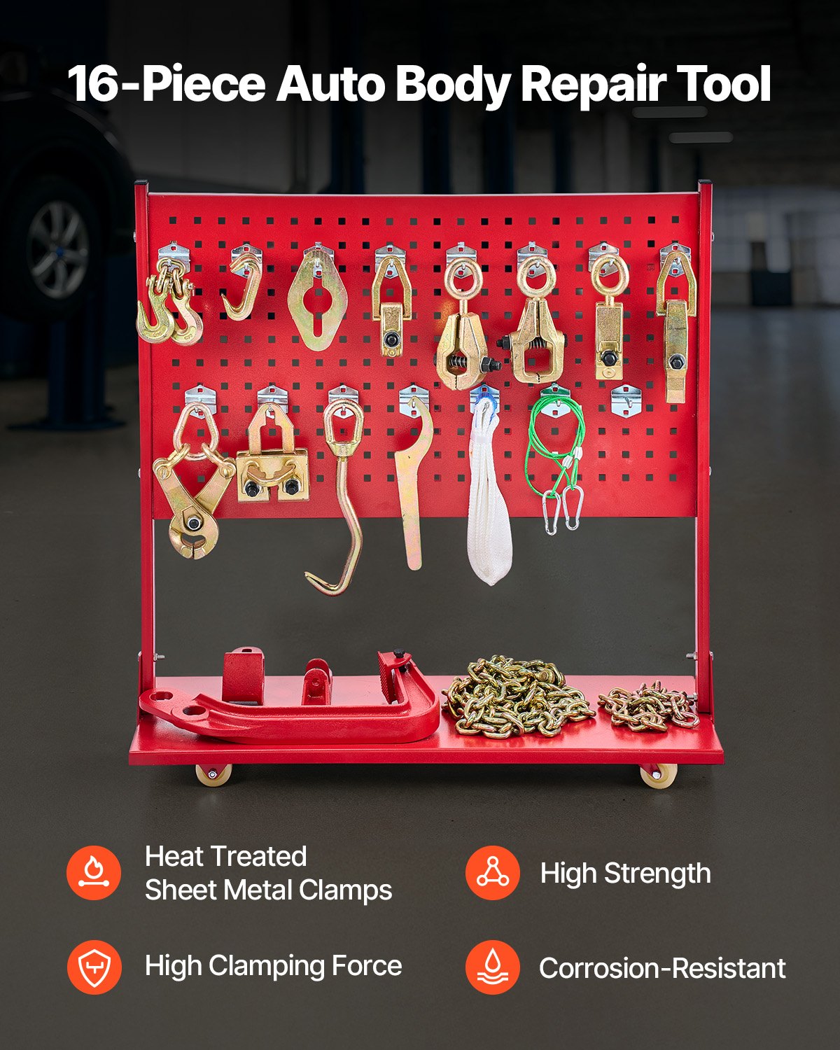 Auto Body Frame Puller Straightener, 6T Tension Car Body Repair Equipment with 3T Airbag Jack & 6000PSI Hydraulic Foot Pump, Include 16 Straightening Tools, for Auto Repair Shop Sedan SUV Pickup