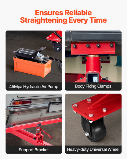 Auto Body Frame Puller Straightener, 6T Tension Car Body Repair Equipment with 3T Airbag Jack & 6000PSI Hydraulic Foot Pump, Include 16 Straightening Tools, for Auto Repair Shop Sedan SUV Pickup