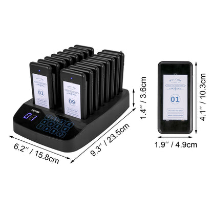 Restaurant Pager 16 Coasters Paging System Max 98 Nursery Pager Wireless Paging Queuing Calling System Touch Screen with Vibration, Flashing and Buzzer for Social Distance Hotels and Cafés