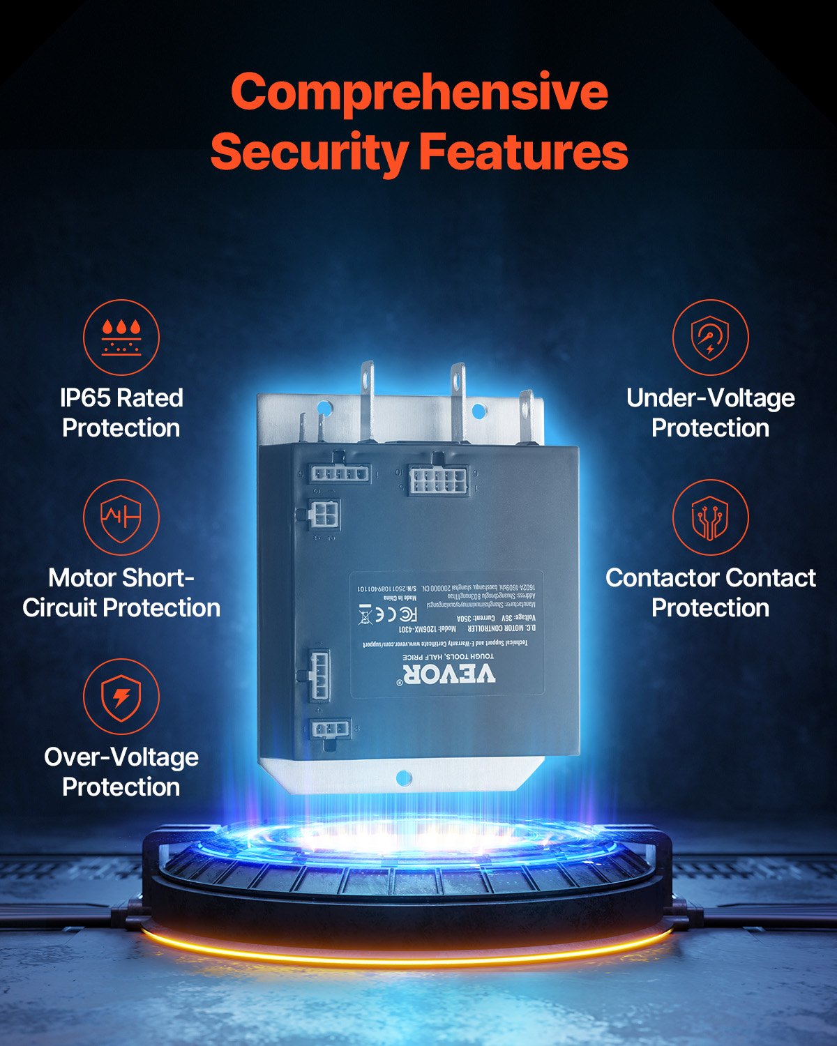 Golf Cart Speed Controller, 36V 350A, DC Motor Controller Replacement for 2000-2009 EZGO TXT Golf Carts, IP65 Rated Protection, Aluminum Alloy & ABS Housing, Compatible with 1206MX-4301 Models