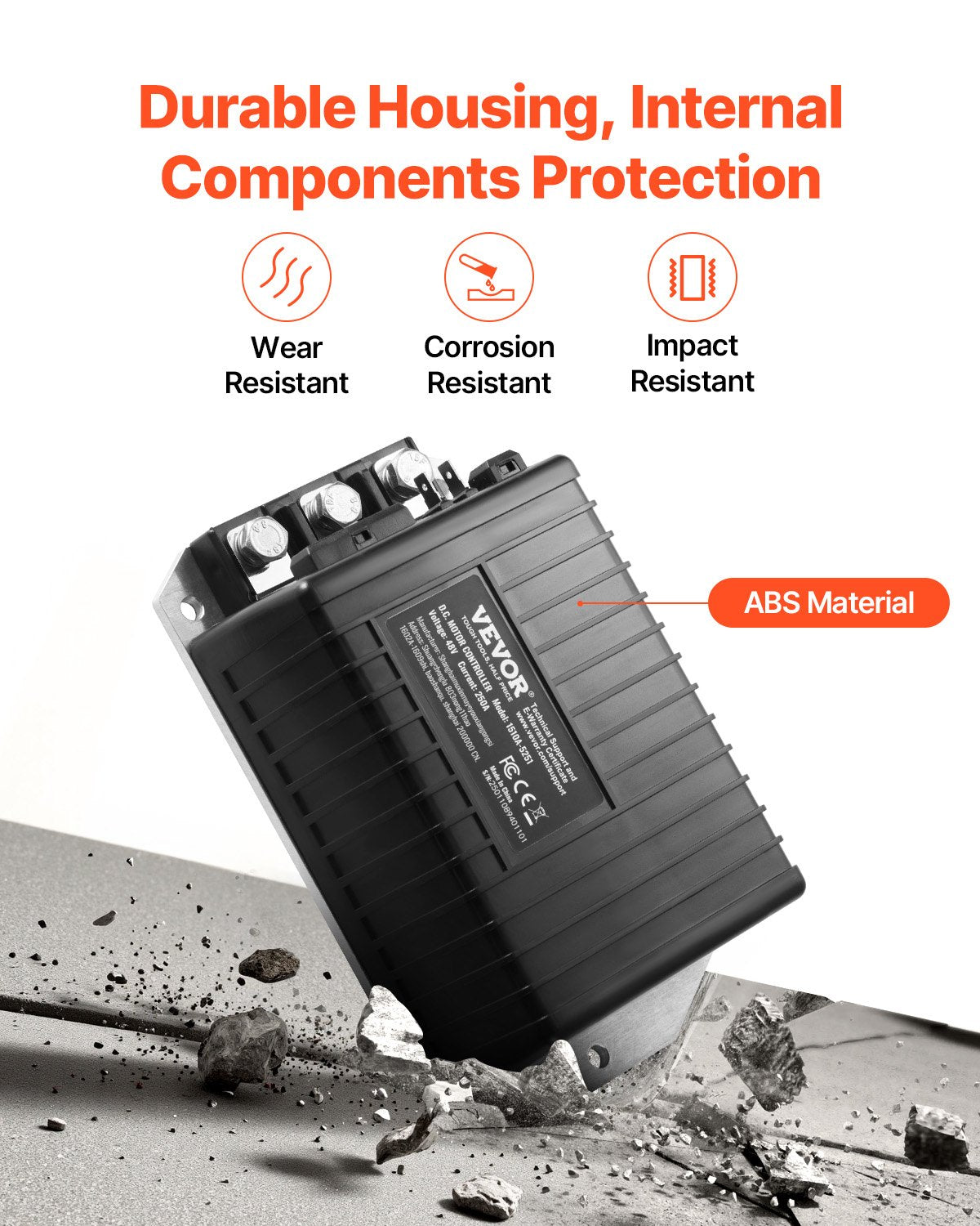 Golf Cart Speed Controller, 48V & 250A, DC Motor Controller Replacement for 2000-2008 Club Car Golf Carts, IP65 Rated Protection, Aluminum Alloy & ABS Housing, Compatible with 1510A-5251 Models