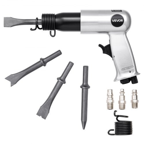 Air Hammer, 3500BPM Pneumatic Hammer with 70mm Stroke & 4PCS Chisels Round Shank, Pistol-Grip Compact Air Chisel Pneumatic Shovel Tool for Cutting Punching Scraping