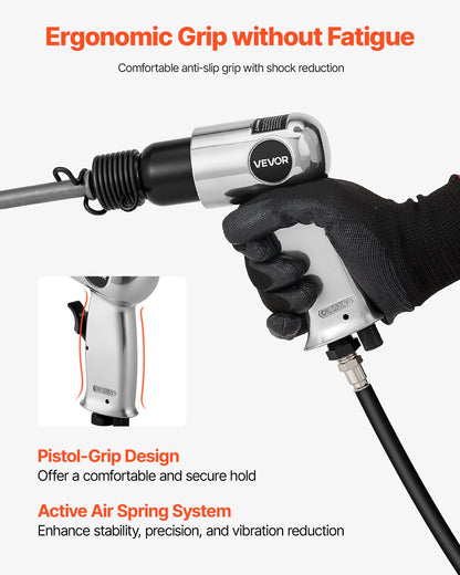Air Hammer, 4500BPM Pneumatic Hammer with 40mm Stroke & 4PCS Chisels Round Shank, Lightweight & Compact Air Chisel Pneumatic Shovel Tool for Cutting Punching Scraping