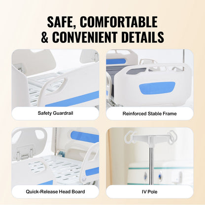 Premium 5 Function Full Electric Hospital Bed ICU Medical Bed 250 kg Loads