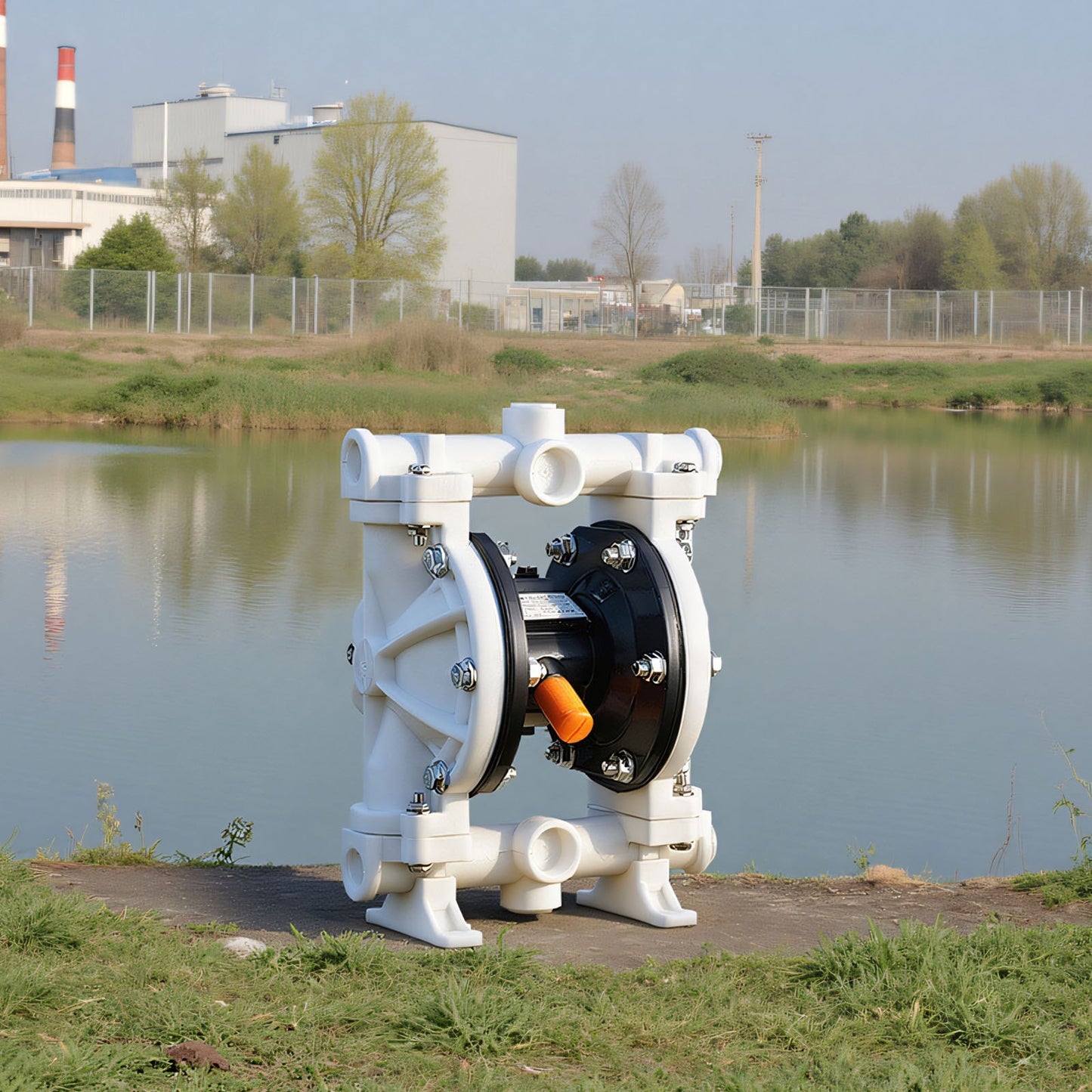 Luftdriven dubbelmembranpump, max 16,66 l/min, standard inlopps- och utloppsluft, pneumatisk spilloljeöverföringspump, polypropylenhus, dubbla membran, för diesel, fett, fotogen, bensin