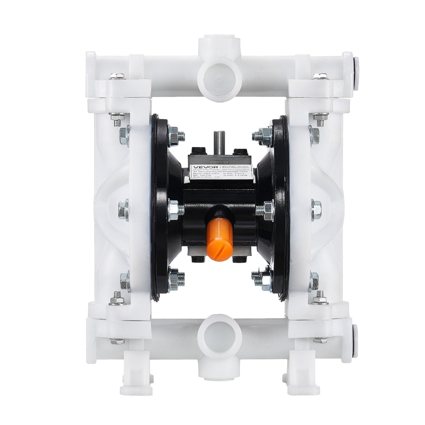 Luftdriven dubbelmembranpump, max 16,66 l/min, standard inlopps- och utloppsluft, pneumatisk spilloljeöverföringspump, polypropylenhus, dubbla membran, för diesel, fett, fotogen, bensin