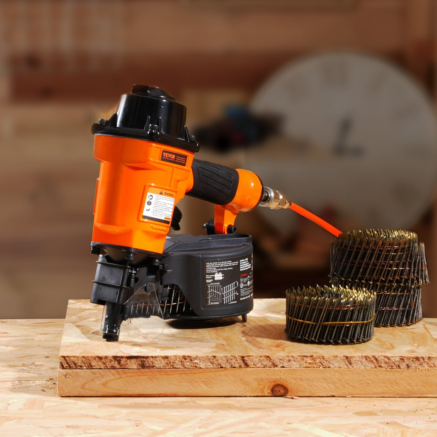 Spikpistol för sidospik MCN55, 1 tum till 2-1/4 tum 15 graders pneumatisk spikpistol för sidospik, 70-120PSI luftdriven spikpistol för sidospik, pallbeklädnad, staket, altan