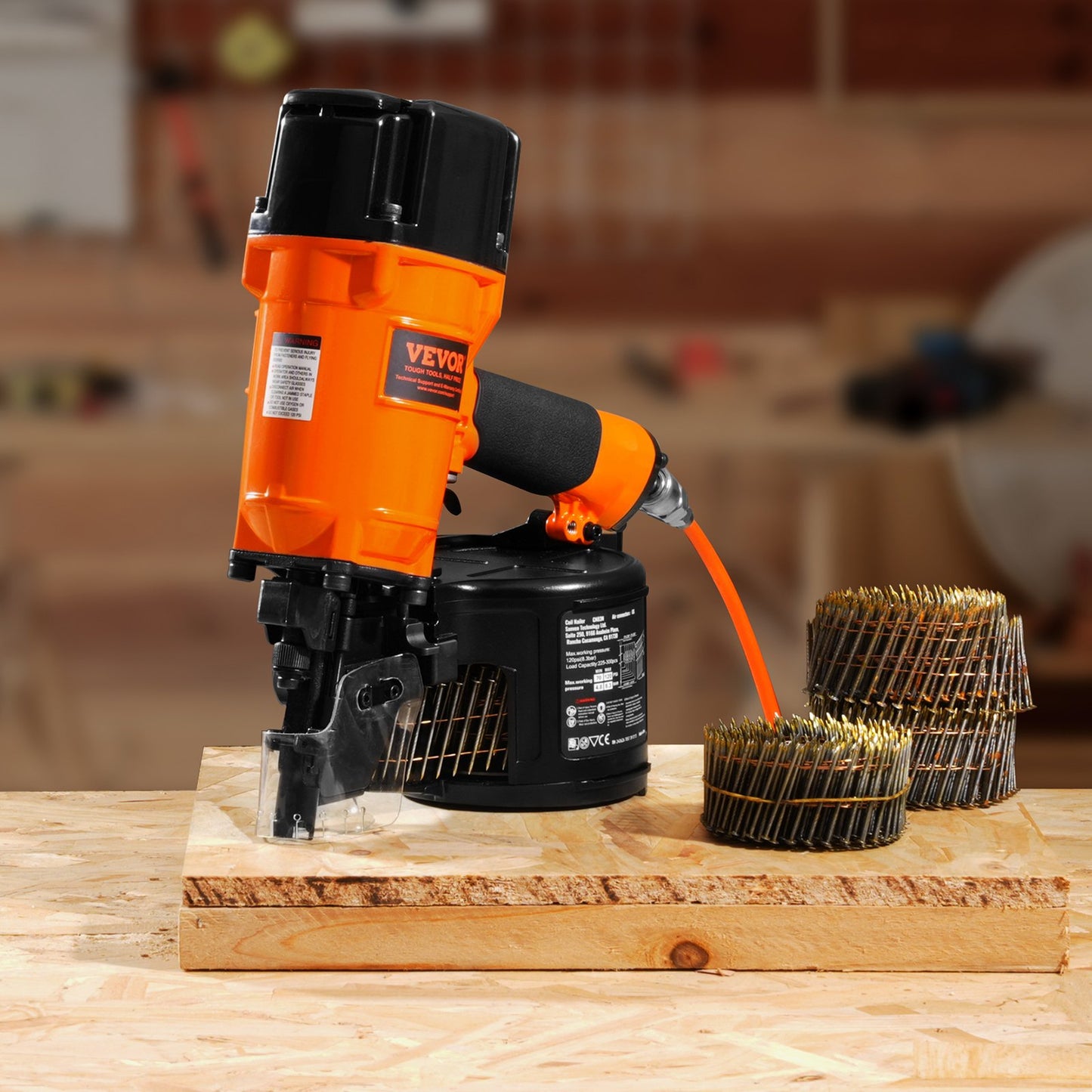 Spikpistol för sidospik/ramverk CN83N, 2" till 3-1/4" 15 graders pneumatisk spikpistol för sidospik med verktygslös djupjustering, 70-120PSI luftdriven spikpistol för sidospik, beklädnad, trä, staket och altaner