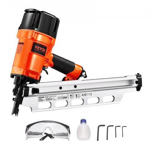 Framing Nailer, 50 to 90 mm 21 Degree Full Round Head Pneumatic Framing Nailer with Dual Trigger Modes & Tool-Less Depth Adjustment, 80-120PSI Pro Air Nail Gun for Framing Flooring Decking