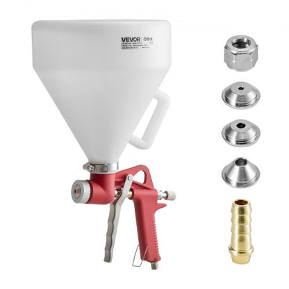 Luftsprutpistol för texturering, 4,5 l luftsprutpistol, professionell gipsspruta med texturering och 3 munstycken (3,5 mm, 6 mm, 8 mm) för popcorn, knockdown och apelsinskalstexturer