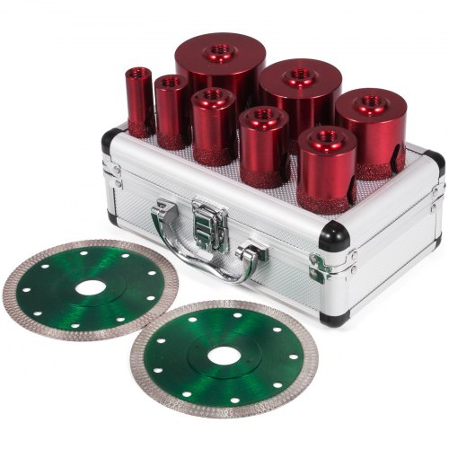 8 Pcs Diamond Hole Saw Set Diamond Drill Core Bits, M14 20/25/32/35/40/50/60/68 MM with 2 Saw Blade, Hole Saw Cutter Drill Bits, Drilling Tool for Drill Core Tiles Stoneware Portable Granite