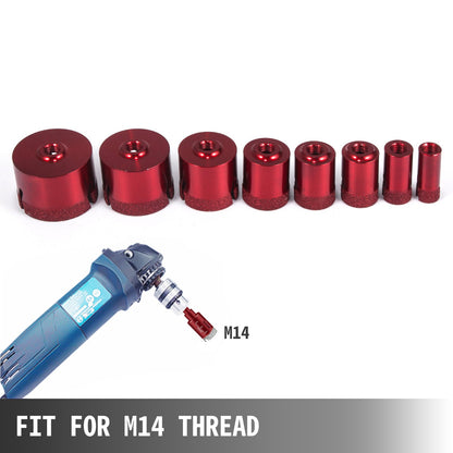 8 Pcs Diamond Hole Saw Set Diamond Drill Core Bits, M14 20/25/32/35/40/50/60/68 MM with 2 Saw Blade, Hole Saw Cutter Drill Bits, Drilling Tool for Drill Core Tiles Stoneware Portable Granite