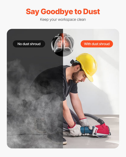 Skärdammhölje för vinkelslipmaskiner, universellt 4-5 tums vinkelslipdammhölje med 6 klämbrickor, justerbart skärdjup, anslutning till dammsugare, för trä, betong, vägg, sten