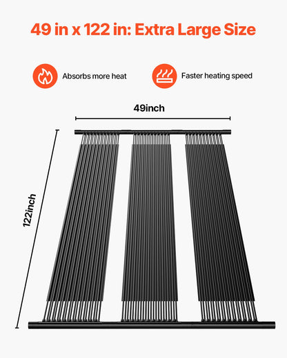 Solvärmare för pool, 4 x 10 fot HDPE solpanel för pool (4 st) - hållbar och väderbeständig, med kompletta tillbehör, universell solpanel för pool – höjer vattentemperaturen, ovanmarks- och nedgrävd pool