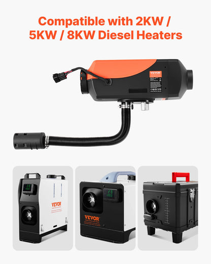 Diesel Heater Intake Pipe Kit, 25mm Car Air Parking Heater Ducting Pipe Hose Tube, Stretchable & Bendable Car Air Intake Filter Silencer Hose Pipes Kit with Clamps for 2KW 5KW 8KW Diesel Heaters