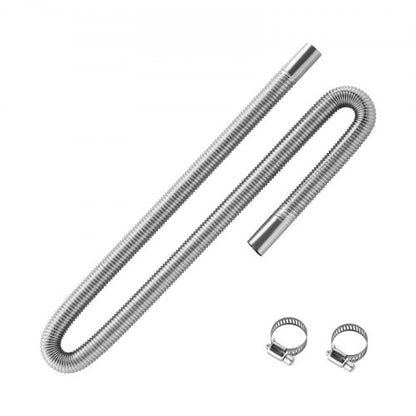 Exhaust Hose, 1200mm Diesel Heater Flexible Exhaust Pipe, Stainless Steel Exhausts Hose with 2 Hose Clamps, Exhausts Hoses Kit Diesel Heater Accessories for 2KW 5KW 8KW Diesels Heaters