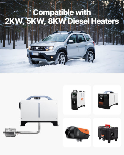 Exhaust Hose, 1200mm Diesel Heater Flexible Exhaust Pipe, Stainless Steel Exhausts Hose with 2 Hose Clamps, Exhausts Hoses Kit Diesel Heater Accessories for 2KW 5KW 8KW Diesels Heaters