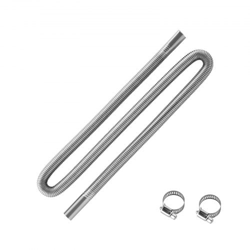 Avgasslang, 1490 mm avgasslang i rostfritt stål, flexibelt avgasrör för dieselvärmare med 2 slangklämmor, avgasslangsats, tillbehör till dieselvärmare för 2KW, 5KW, 8KW dieselvärmare