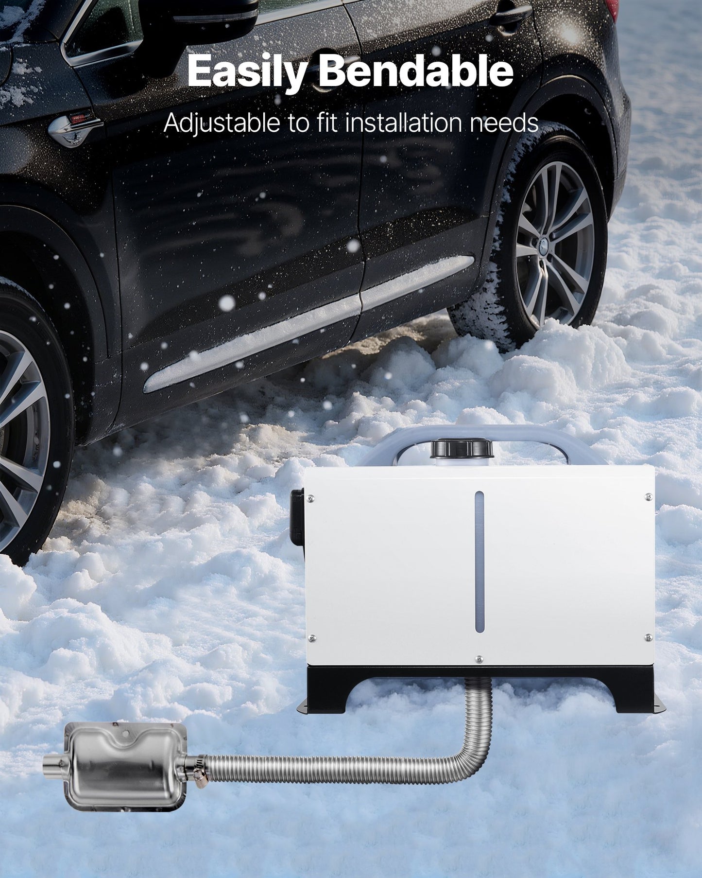 Avgasslang, 3000 mm avgasslang i rostfritt stål, flexibelt avgasrör för dieselvärmare med 2 slangklämmor, avgasslangsats, tillbehör till dieselvärmare för 2KW, 5KW, 8KW dieselvärmare