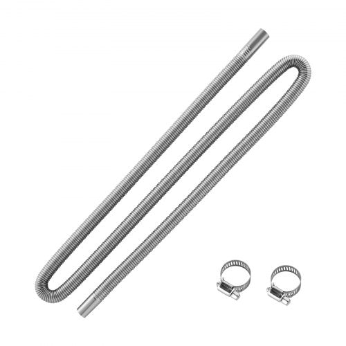 Avgasslang, 1980 mm avgasslang i rostfritt stål, flexibelt avgasrör för dieselvärmare med 2 slangklämmor, avgasslangsats, tillbehör till dieselvärmare för 2KW, 5KW, 8KW dieselvärmare