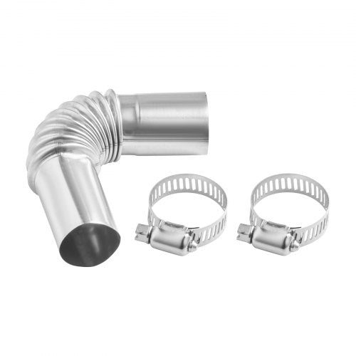 Exhaust Pipe Tube Elbow Connector, 25mm Diesel Heater Exhaust Elbow, Air Parking Heater Exhausts Pipe Tube Elbows Connector 2 Clamps for 2KW 5KW 8KW Diesel Heater, 201 Stainless Steel, Silver