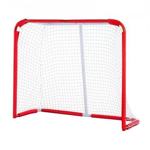 Youth Street Hockey Net, Indoor Outdoor Steel Hockey Goal, Portable Lightweight Youth Street + Roller for Kids, Junior Hockey Training Goal Set with Net, Easy Assemble, 54" x 44", White/Red