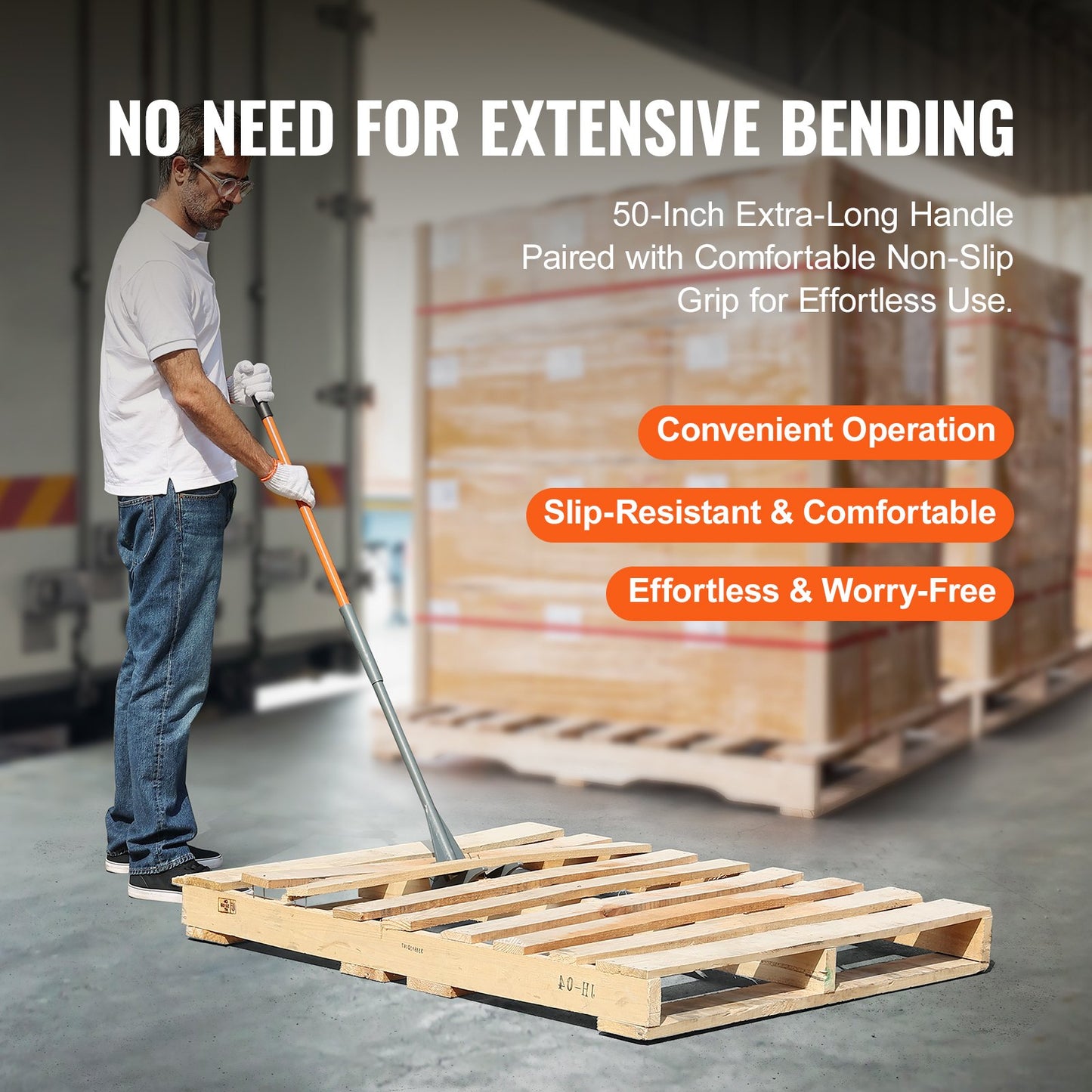 Pallet Buster, 127 cm Handle, 907.2 kg Weight Capacity, Q235 Carbon Steel, Heavy Duty Deck Wrecker Demolition Wood Pallet Tool Breaker Pry Bar Puller for Efficient and Effortless Board Removal