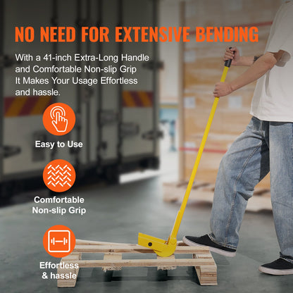 Pallet Buster, 104.1 cm Handle, 907.2 kg Weight Capacity, Q235 Carbon Steel, Heavy Duty Deck Wrecker Demolition Wood Pallet Tool Breaker Pry Bar Puller for Efficient and Effortless Board Removal