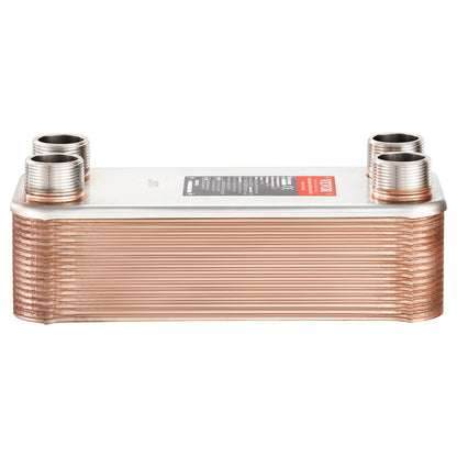 Värmeväxlare, 5"x 12" 30-plattig lödd plattvärmeväxlare, koppar/316L rostfritt stål vatten-till-vatten värmeväxlare för golvvärme, vattenvärme, snösmältning, ölkylning