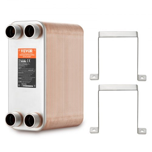 Heat Exchanger, 5"x 12" 80 Plates Brazed Plate Heat Exchanger, Copper/316L Stainless Steel Water To Water Heat Exchanger For Floor Heating, Water Heating, Snow Melting, Beer Cooling