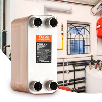 Värmeväxlare, 5"x 12" 80 plattor lödd plattvärmeväxlare, koppar/316L rostfritt stål vatten-till-vatten värmeväxlare för golvvärme, vattenvärme, snösmältning, ölkylning