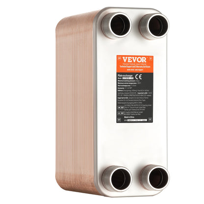 Värmeväxlare, 5"x 12" 80 plattor lödd plattvärmeväxlare, koppar/316L rostfritt stål vatten-till-vatten värmeväxlare för golvvärme, vattenvärme, snösmältning, ölkylning