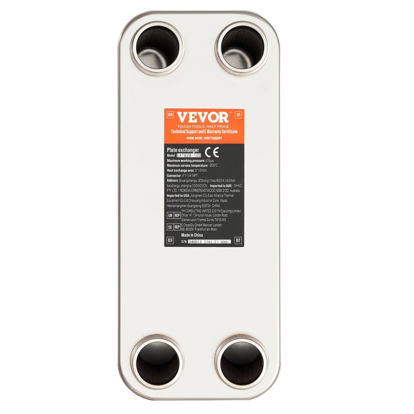 Värmeväxlare, 5"x 12" 80 plattor lödd plattvärmeväxlare, koppar/316L rostfritt stål vatten-till-vatten värmeväxlare för golvvärme, vattenvärme, snösmältning, ölkylning