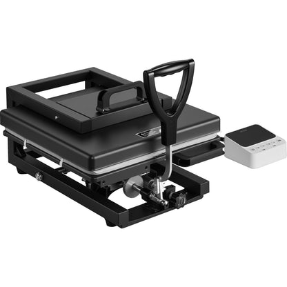 Hybrid värmepress, 380 x 380 mm, 8-i-1 multifunktion, Värmer upp snabbt och jämnt, Helt ny patenterad design, Lätt att kontrollera, Sublimeringspress för T-shirts/Muggar/Tumblers/Kepsar/Tallrikar, Svart