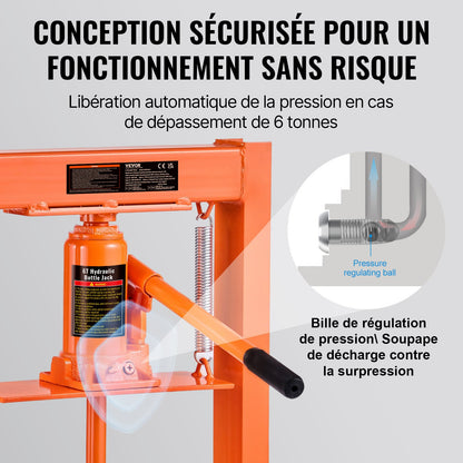 Hydraulic Shop Press 6 Ton with Press Plates H-Frame Benchtop Press Stand