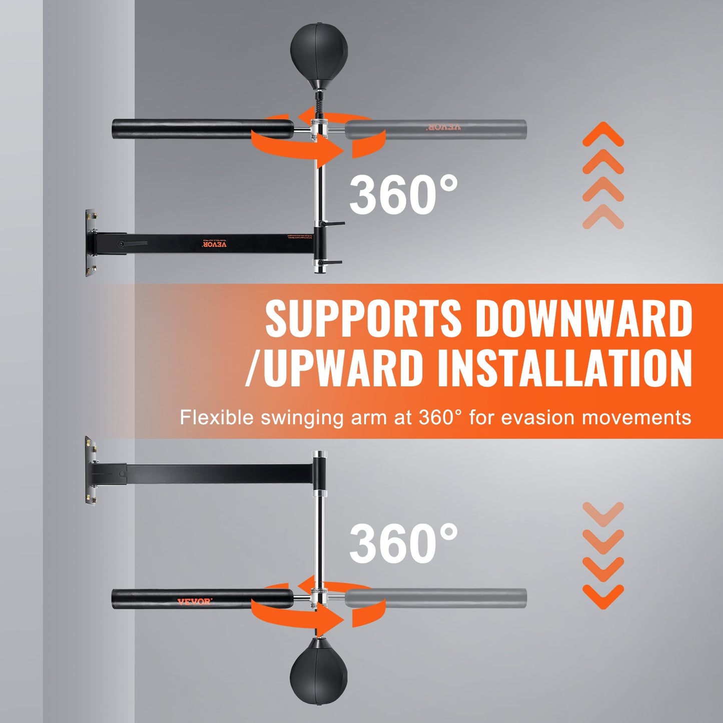 Wall Mount Boxing Spinning Bar, Spinning Bar with Punching Ball, Adjustable Boxing Speed Trainer, Reflex Boxing Bar with Gloves, Boxing Training Equipment for Kickboxing, MMA, Fitness