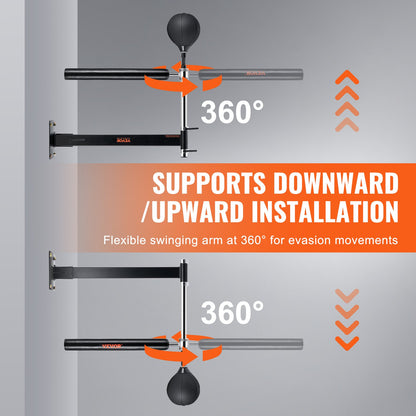 Wall Mount Boxing Spinning Bar, Spinning Bar with Punching Ball, Adjustable Boxing Speed Trainer, Reflex Boxing Bar with Gloves, Boxing Training Equipment for Kickboxing, MMA, Fitness