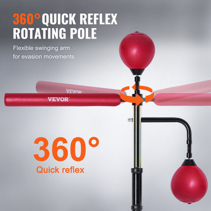 Boxing Speed Trainer, Punching Bag with Stand, Reflex Boxing Bag for Teens & Adults, Height Adjustable Free Standing Strike Bag Set with Gloves, Workout Speed Bag for Home Gym Training, Red