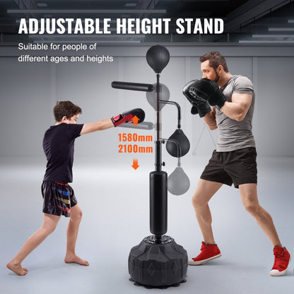 Boxing Speed Trainer, Punching Bag with Stand, Reflex Boxing Bag for Teens & Adults, Height Adjustable Free Standing Strike Bag Set with Gloves, Workout Speed Bag for Home Gym Training, Black