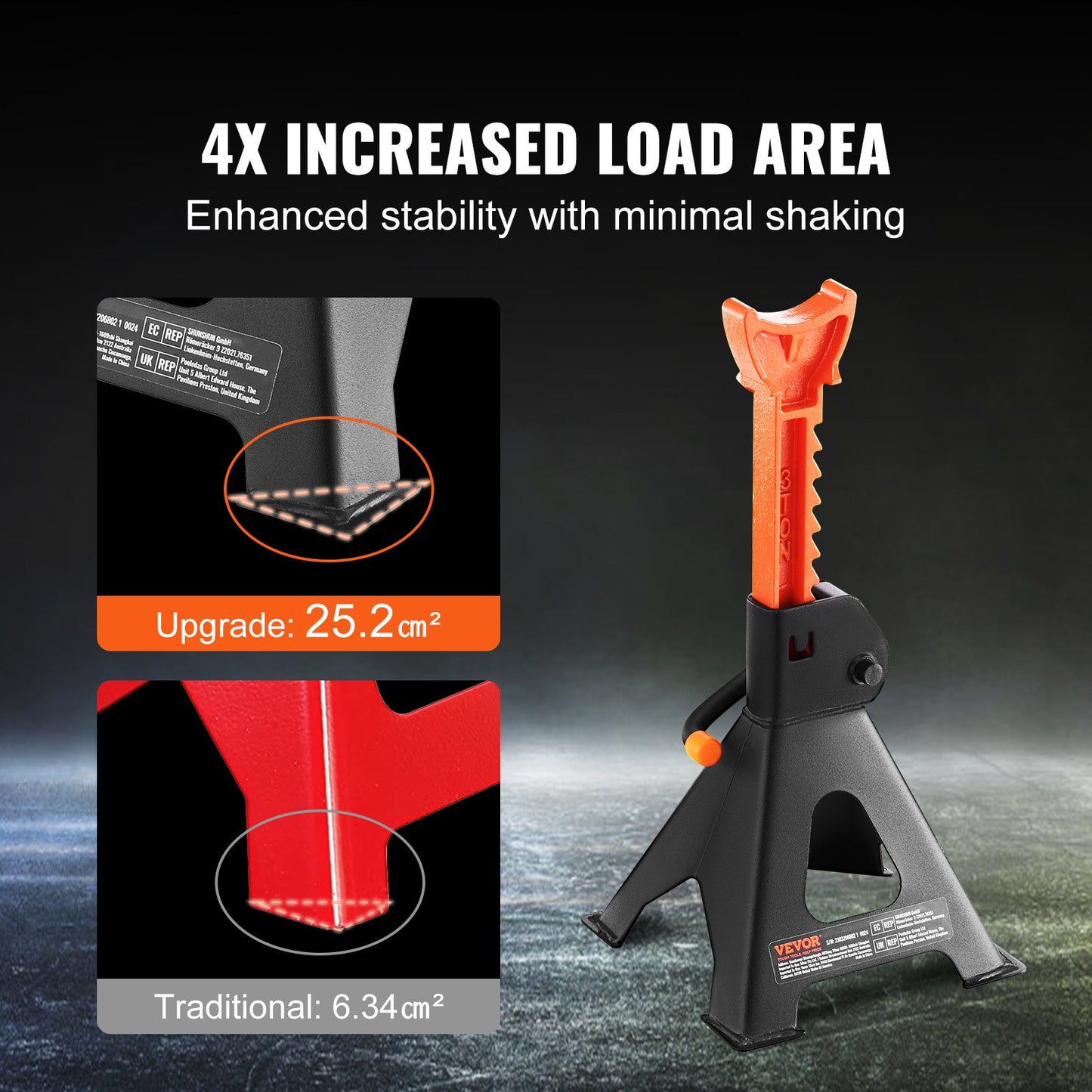 Jack Stands, 3 Ton (6,000 lbs) Capacity Car Jack Stands, 10.8-16.3 inch Adjustable Height, for lifting SUV, Pickup Truck, Car and UTV/ATV, Red, 1 Pair