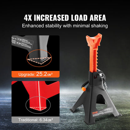 Domkrafter, 3 ton (2 721,6 kg) kapacitet Domkrafter för bilar med dubbel låsning, 27,4 - 41,4 cm justerbar höjd, för lyft av SUV, pickup, bil och UTV/ATV, röd, 1 par