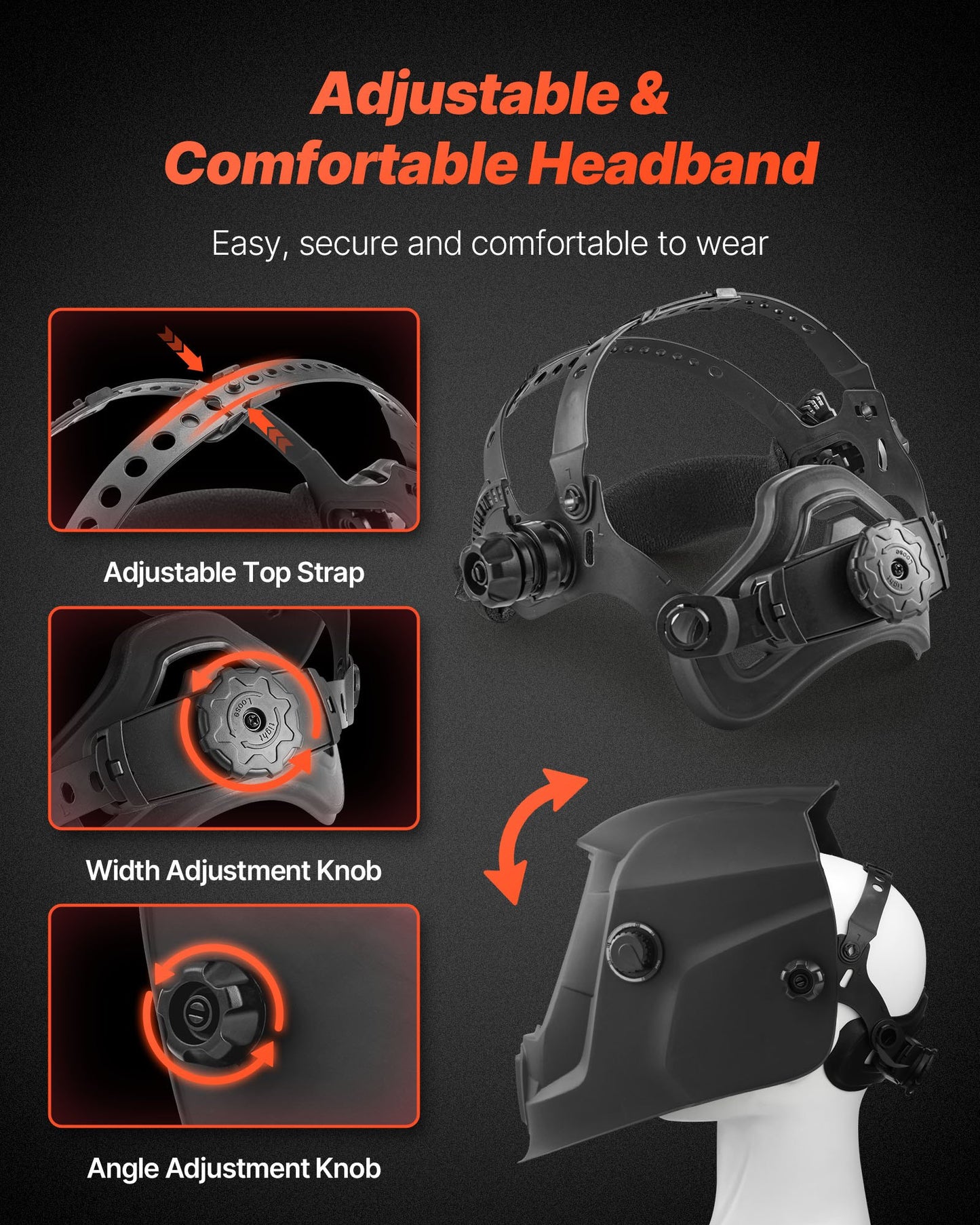 Svetshjälm med automatisk nedbländning, 93 x 43 mm svetshuva i äkta färg, soldriven svetsmask med 2 ljusbågssensorer, täckning 4/9-13 för TIG MIG ARC-svetsning och slipning - CRIUS-serien (mattsvart)